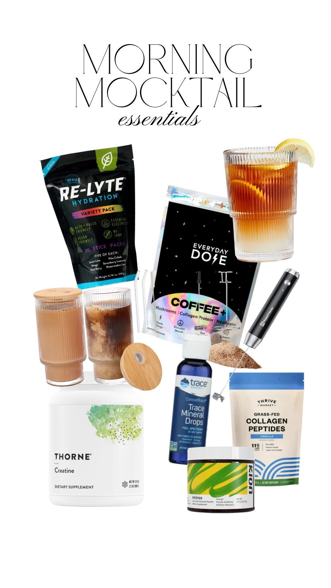 These are my go-to morning mocktail essentials that keep me feeling energized, hydrated, and focused—without the crash.

Think hydration, electrolytes, collagen, protein, and brain + hormone support.

#LTKFamily #LTKActive #LTKTravel