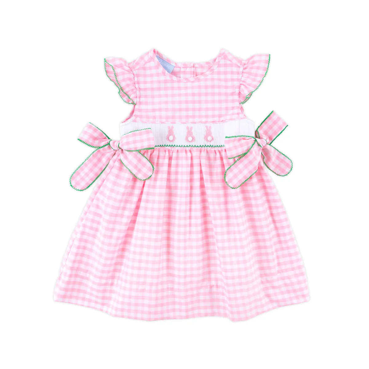 Peeps Smocked Pink Check Side Tie Dress | Classic Whimsy