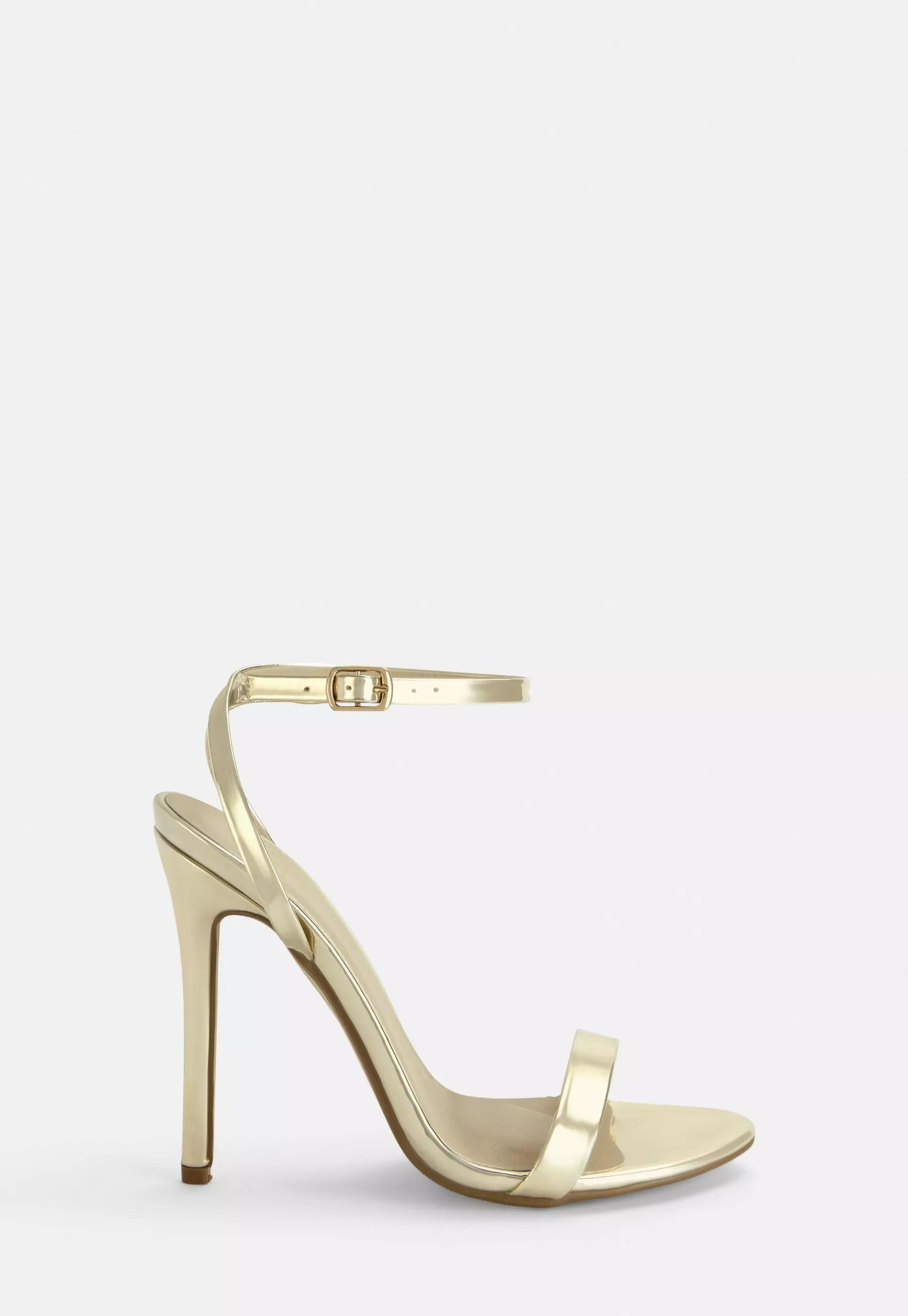 Missguided - Gold Strappy Barely There Heels | Missguided (UK & IE)