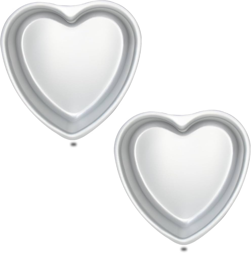 Set of 2 Heart-shaped cake pan, heart-shaped cake tin, aluminum, 8-inch heart-shaped, for wedding... | Amazon (US)