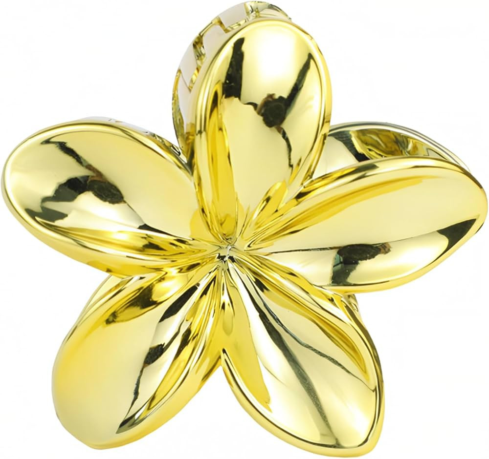 3.15'' Gold Plumeria Claw Clip, Stylish Tropical Flower Hair Clip for Women, Girls Hawaiian Hair ... | Amazon (US)