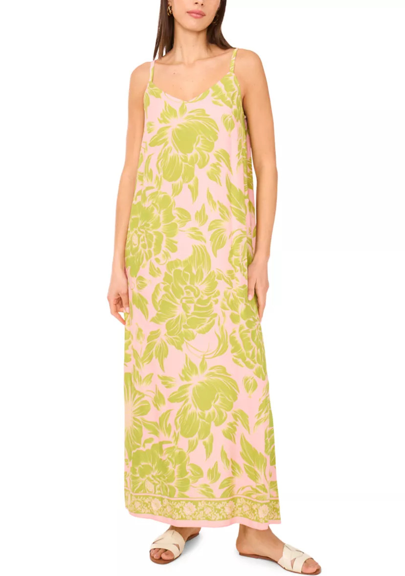 Women's Floral V-Neck Tank Challis Maxi Dress | Belk