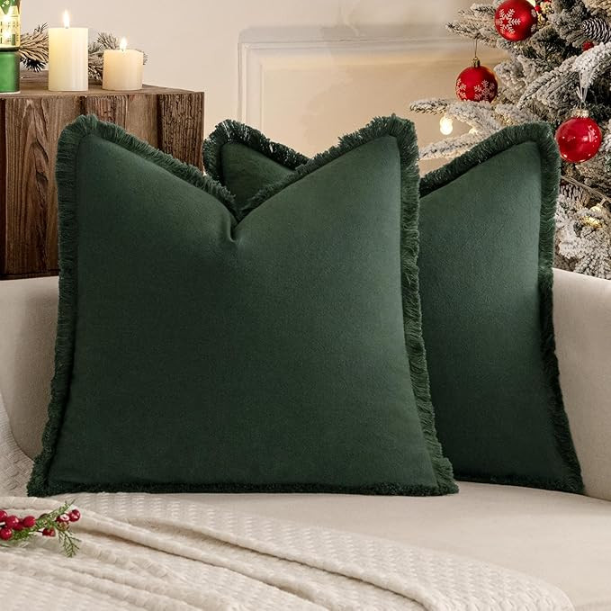 MIULEE Christmas Dark Green Pillow Covers 18x18 Inch Set of 2 Decorative Throw Pillow Covers with... | Amazon (US)