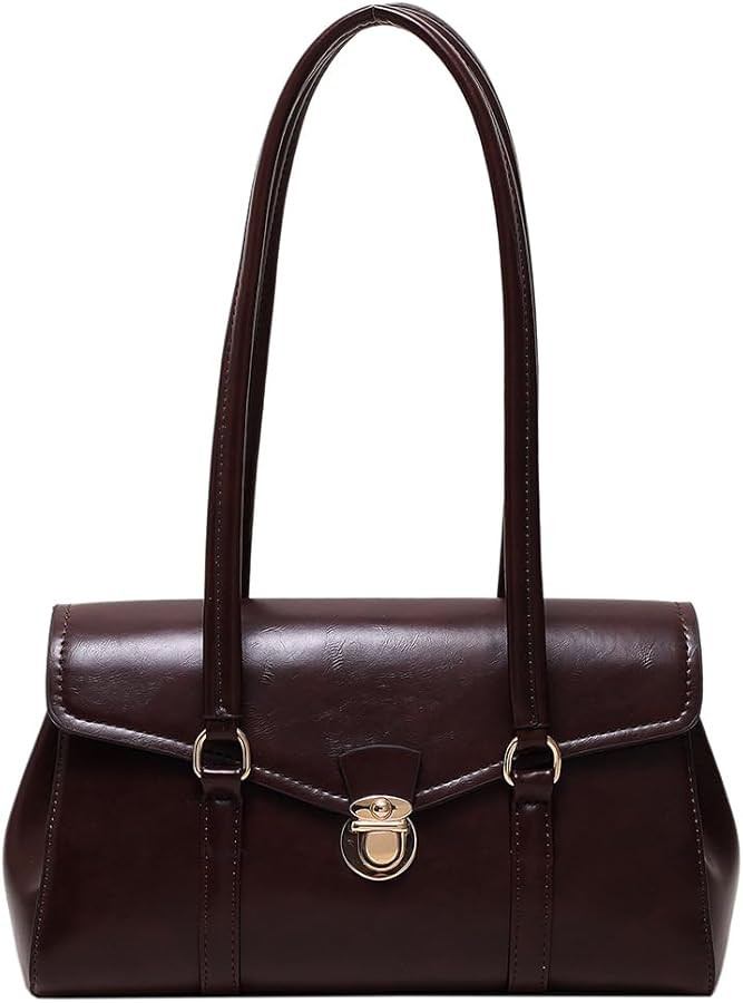 Leather Tote Handbag Double Handle Trendy Shoulder Bag Flap Satchel Purse Women Retro Hobo Bag Li... | Amazon (US)