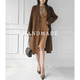 GUMZZI - HANDMADE Notch-Lapel Wrap Coat with Sash | YesStyle | YesStyle Global