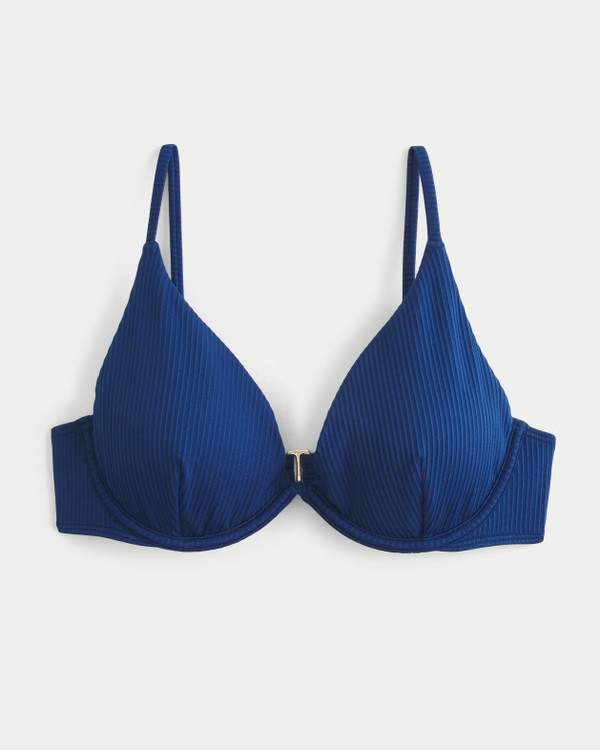 Ribbed Plunge Underwire Bikini Top | Hollister (US)
