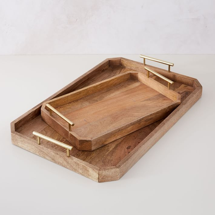 Deco Wood & Brass Handle Tray | West Elm (US)