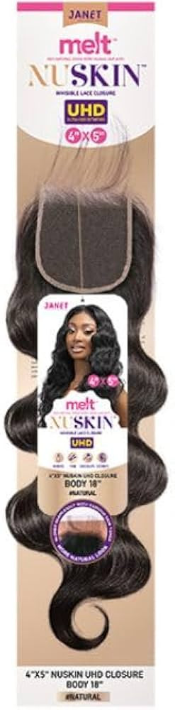 Janet Collection Natural Virgin Remy Human Hair Melt Nuskin 4X5 HD Lace Closure Body (10"-14") (N... | Amazon (US)