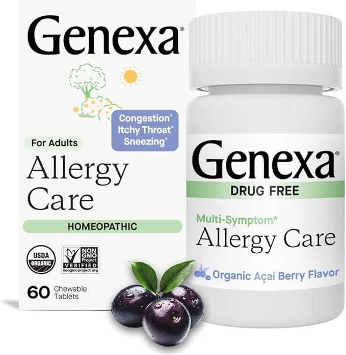 Genexa Allergy Care | Drug Free, Non-Drowsy Allergy & Decongestant Remedy for Adults | Vegan & No... | Amazon (US)
