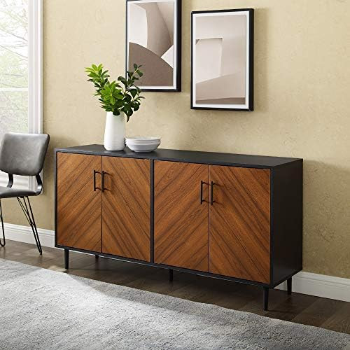 Walker Edison Fehr Modern 4 Door Bookmatch Buffet, 58 Inch, Black | Amazon (US)