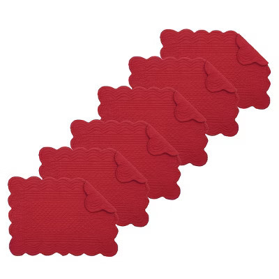 C&F Home Red Quilted Scalloped Edge Dining Placemats Set of 6 All Seasons 4th Of July, 13" x 19" | Target