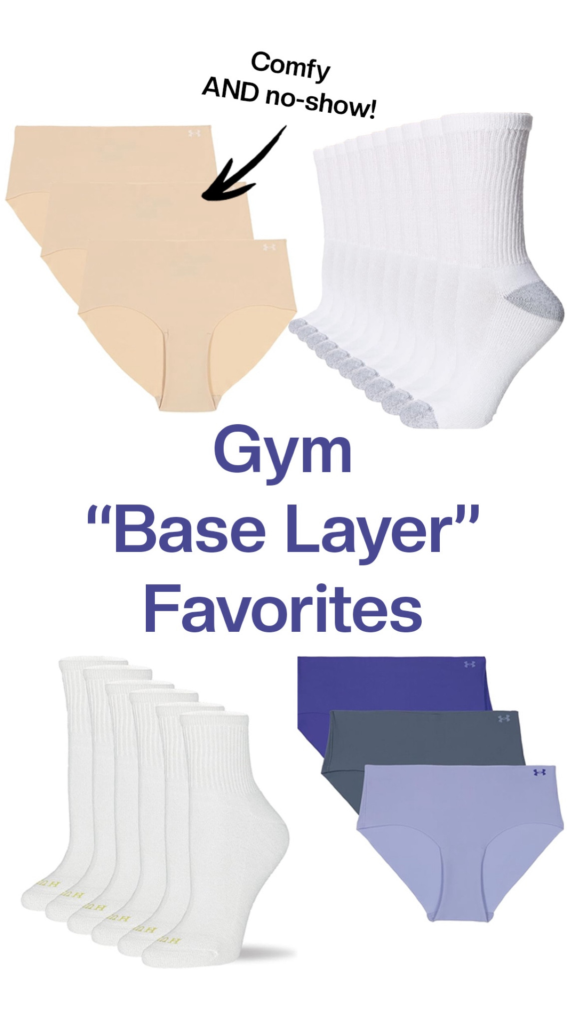The stuff nobody talks about - these are my favorite socks and underwear for working out! The underwear is no show, which is great for under bike shorts and leggings, and it’s all so comfortable.

#LTKFitness #LTKActive #LTKFindsUnder50