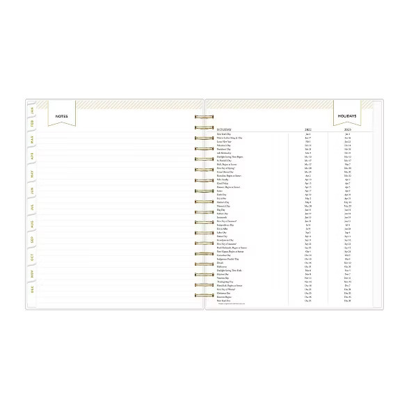 2022 Planner 8" x 10" Daily/Monthly Frosted Cover Wirebound Rugby Stripe Black - Day Designer | Target