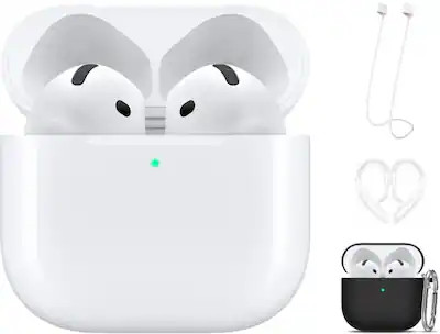 Apple - AirPods 4 with Active Noise Cancellation With Black Accessory Kit - White | Best Buy U.S.