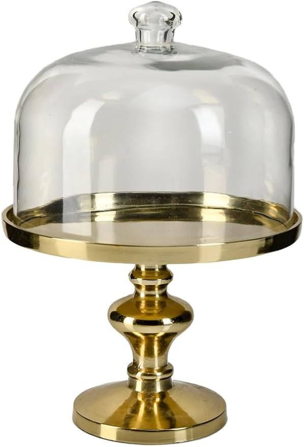 Serene Spaces Living Gold Dessert Stand with Dome, Footed Cake Plate Wıth Dome, Serving Tray for... | Amazon (US)