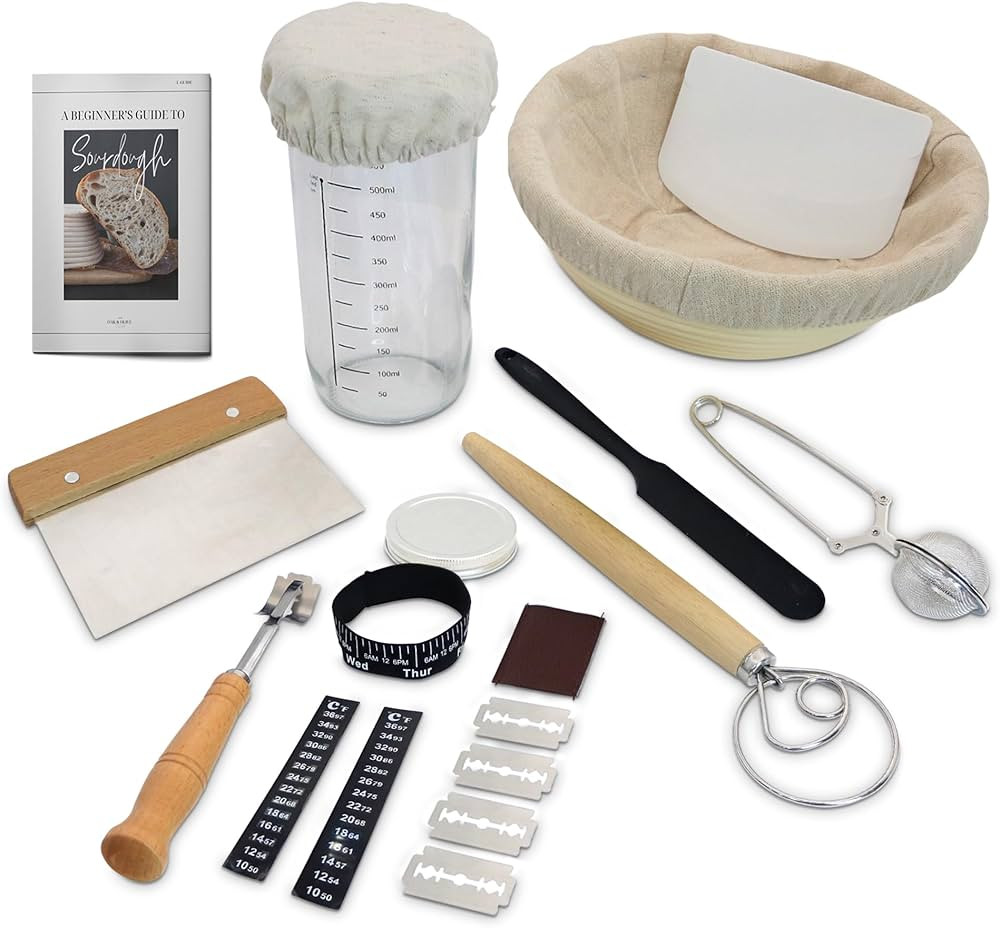 Premium 19pc Sourdough Starter Kit - Essential Sourdough Bread Making kit: E-guide, glass sourdou... | Amazon (US)