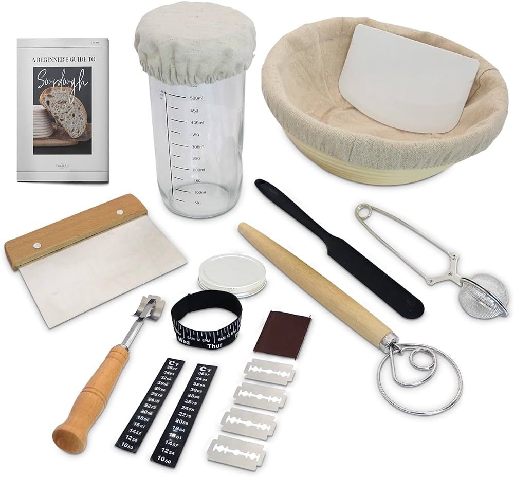 Premium 19pc Sourdough Starter Kit - Essential Sourdough Bread Making kit: E-guide, glass sourdou... | Amazon (US)