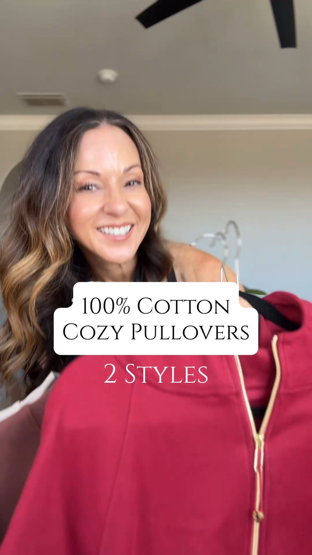 100% cotton cozy oullovers! Perfect for lounging or running errands. Comfortable and stylish. All size small. Mock neck colors Cocoa Brown, taupe, black. !/2 zip colors wine red, black, heather grey.  I'm 5'1", 107lbs

#LTKOver40 #LTKSaleAlert #LTKootd