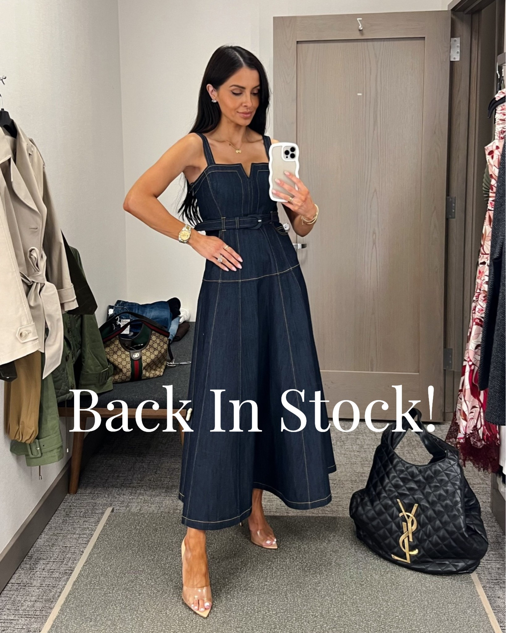 Nsale pieces still in stock!
Cinq a sept denim midi dress

#LTKSaleAlert #LTKOver40 #LTKootd