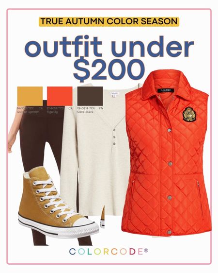 Ralph Lauren SALE ALERT! 🚨 If you’re a True Autumn Color Season - do yourself a favor and pick up this Tiger Lily RL Quilted Vest while it’s 42% off!  Still available in all sizes - just $80! 

Mix and match with a golden apricot and a slate back neutral!

Did you 👀 see the new Converse Chucks in Burnt Honey?!? 🍯 ON SALE for just $49 right now too!

These colors will look so flattering with your warm - rich complexion! 





#LTKFind #LTKstyletip #LTKsalealert