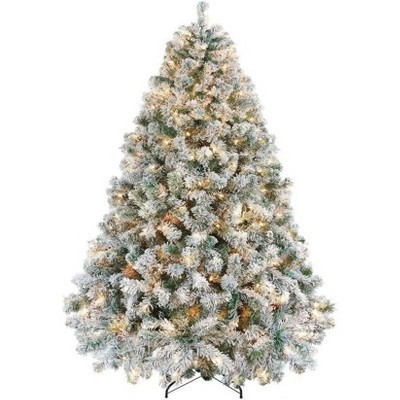 Christmas Tree - Snow-Flocked Pine Design, Full Snowy Appearance,Metal Stand for Holiday Decor,4.5FT | Target