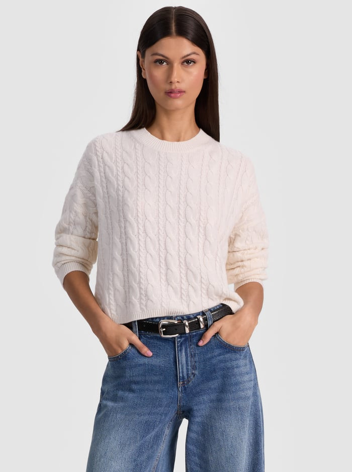 CECILIE CASHMERE CABLEKNIT PULLOVER | Alice + Olivia