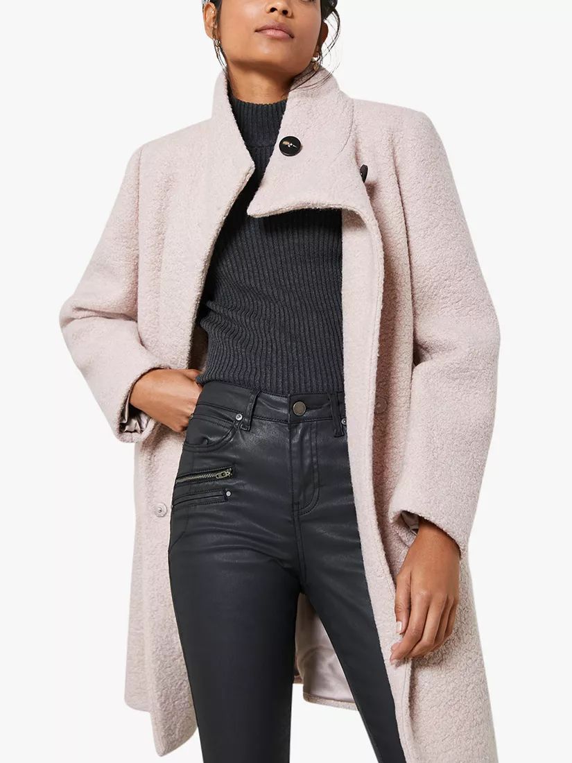 Mint Velvet Longline Teddy Coat, Pale Pink | John Lewis (UK)