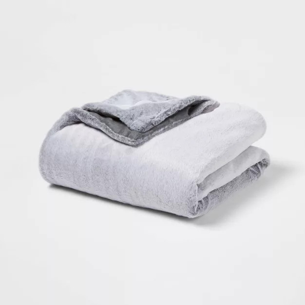 Faux Fur Throw Blanket Dark Gray - Threshold™ | Target