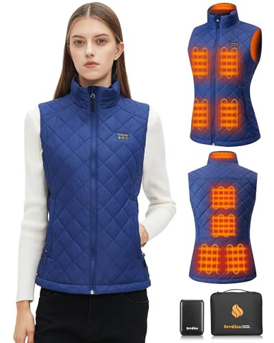 Women's Quilted Heated Vest with Battery Pack 16000mAh 7.4V, Warming Heated Vest for Women, Electric Heating Vests (Blue, Xsmall) | Amazon (US)