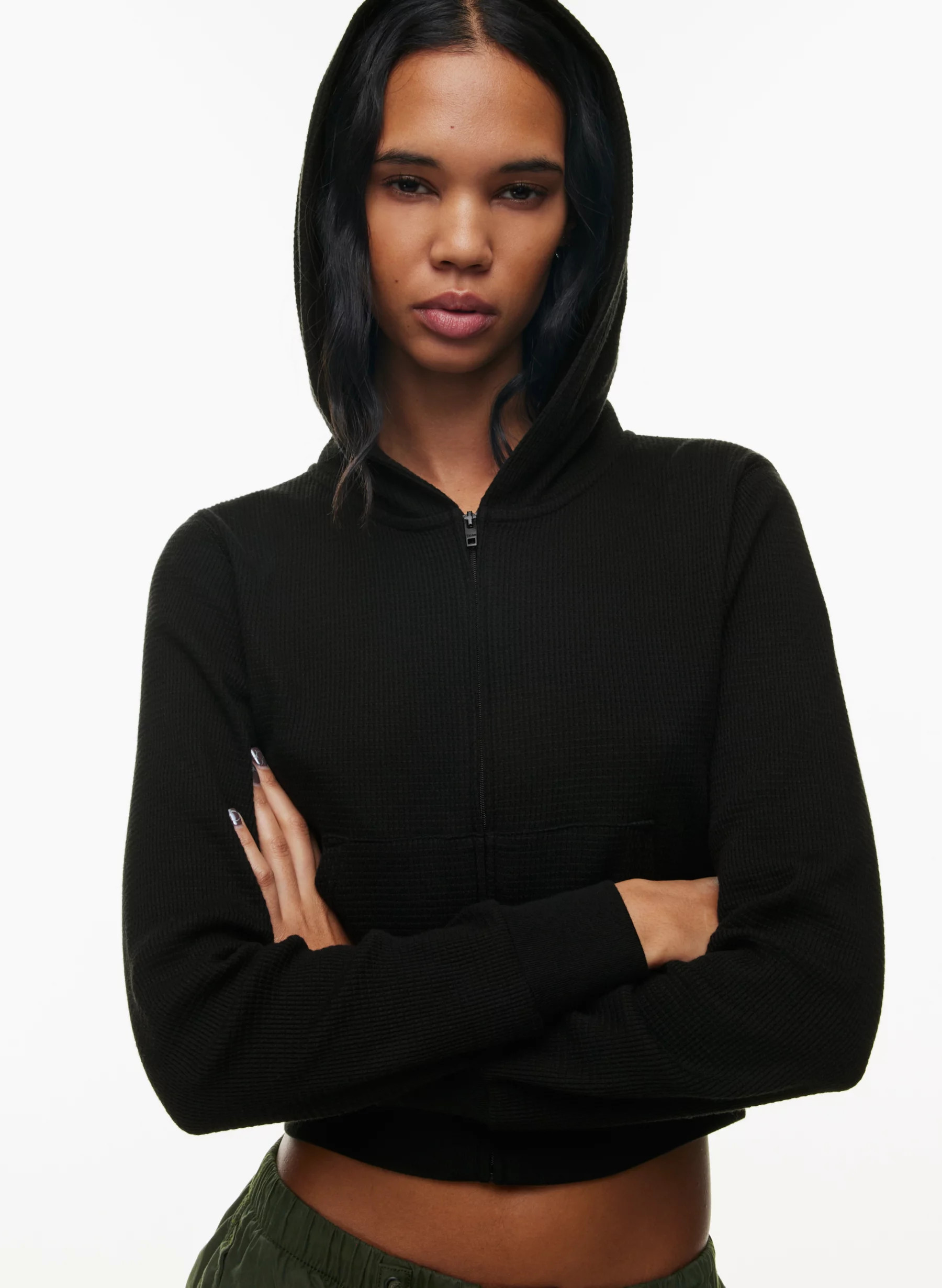 WAFFLE ZIP HOODIE | Aritzia