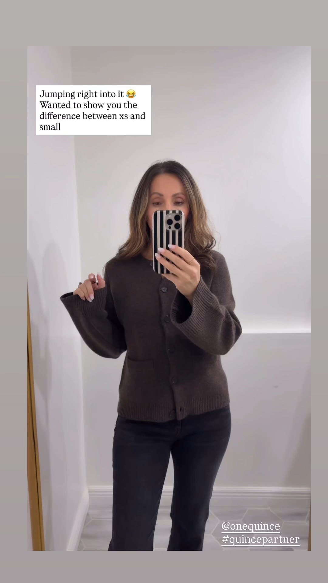 I have been loving this luxe cashmere cardigan.   Love it in both sizes, xs and small - different vibes.  
I sized up in jeans - very comfortable!  I’m 5’6 and took 28 inseam.  


@onequince #quincepartner