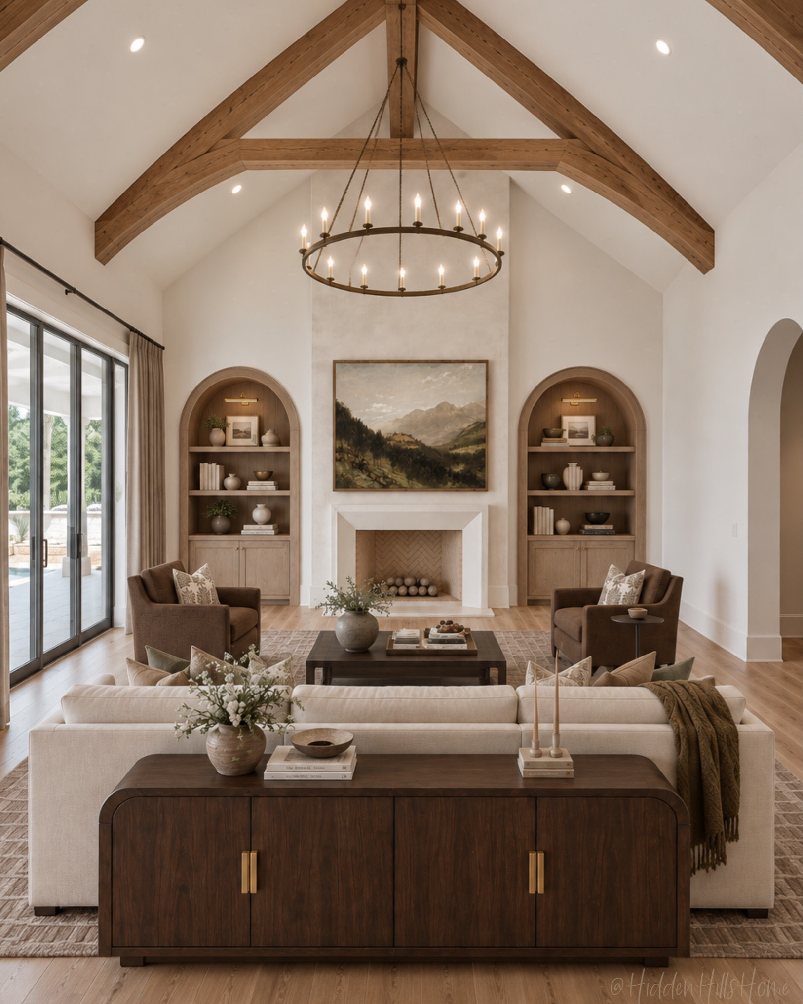 Cozy living room decor mood board, living room design, sectional sofa, living room mood board, rug, home decor ideas, coffee table, accent chairs
