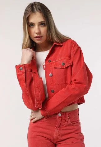 Jaqueta Cropped Sarja Calvin Klein Jeans Color Vermelha | Dafiti (BR)