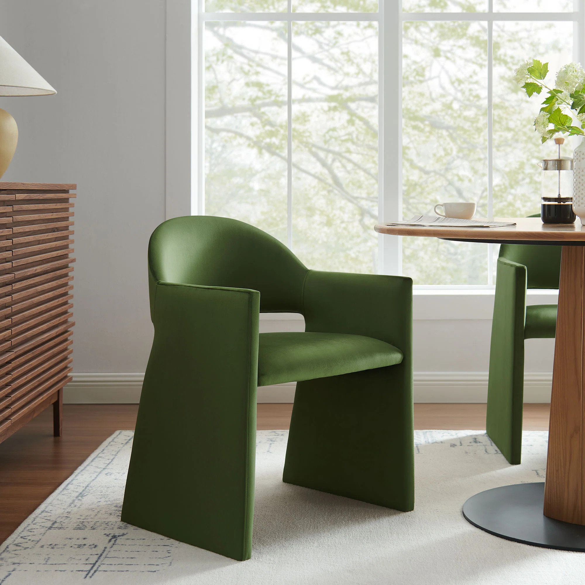 Talia Performance Velvet Dining Armchair In Chocolate Brown | Wayfair North America