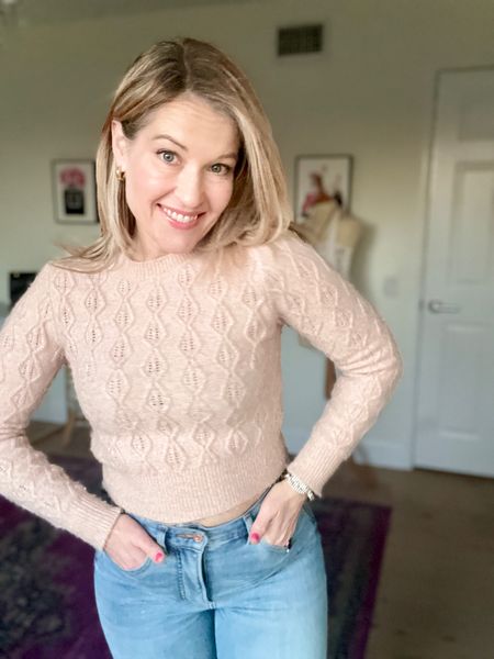 Love a good cropped sweater these days. Perfect to accompany high waist jeans & for someone short like me..a cropped sweater doesn’t swallow me like some sweaters can. This one is darling with the dusty rose color. 

#LTKfindsunder100 #LTKstyletip #LTKfindsunder50