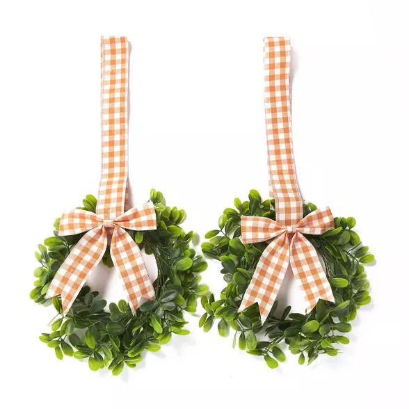 Lakeside Cabinet Hanging Decorative Seasonal Ribbon Wreaths - Set of 2 | Target