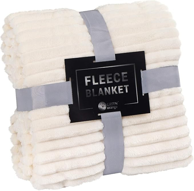 GREEN ORANGE Fleece Blanket Queen Size – 90x90, Milky White – Soft, Plush, Fluffy, Warm, Cozy... | Amazon (US)
