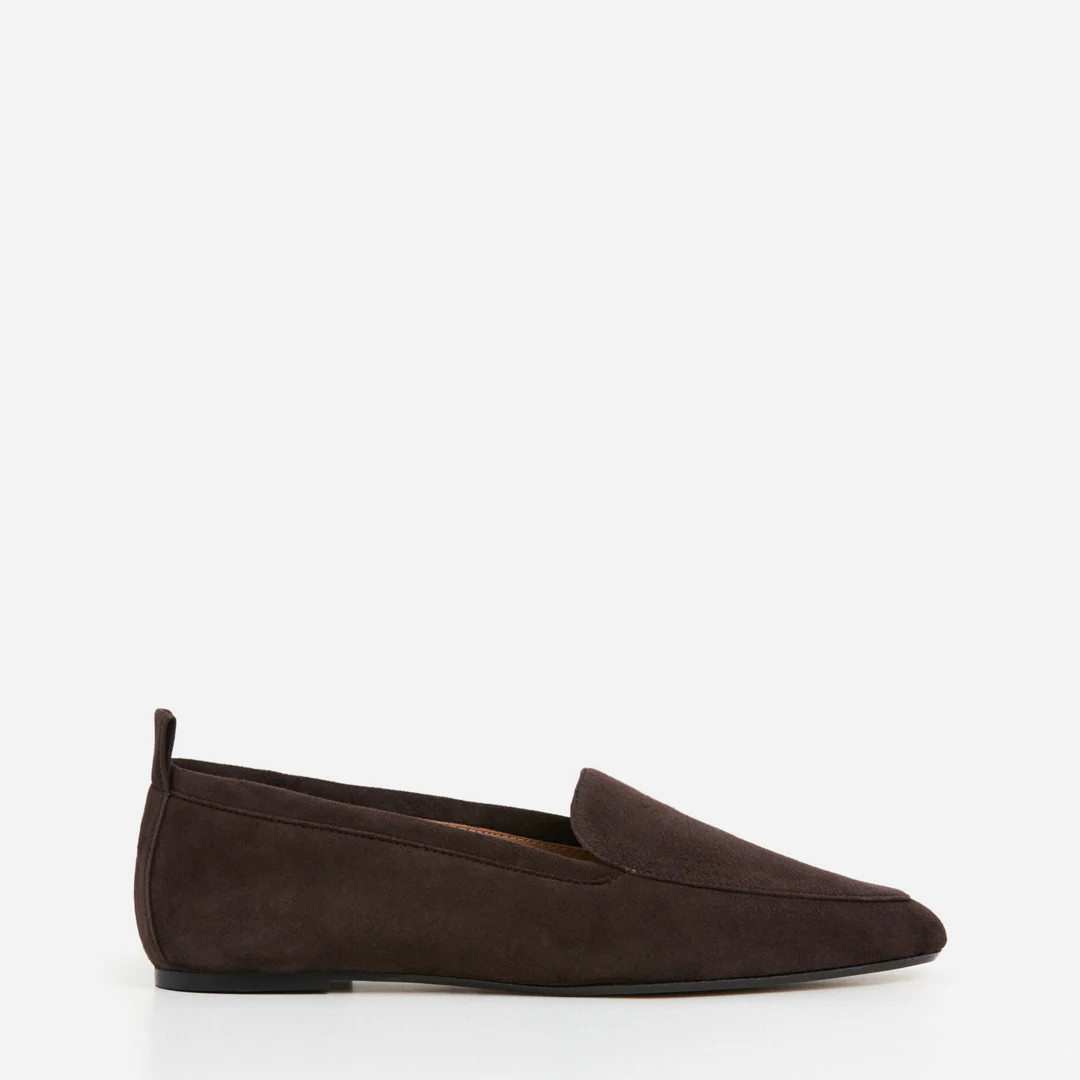 Cajsa Suede Chocolate Loafer | Flattered