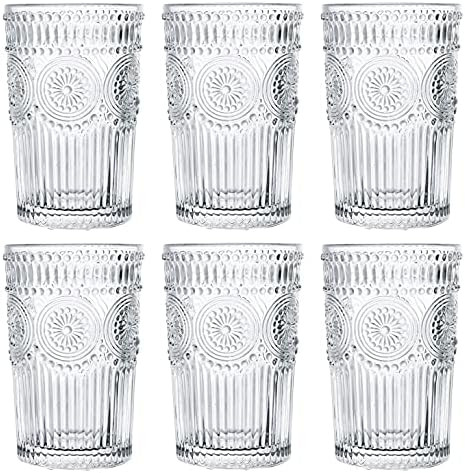Kingrol 6 Pack 12 oz Romantic Water Glasses, Premium Drinking Glasses Tumblers, Vintage Glassware... | Amazon (US)