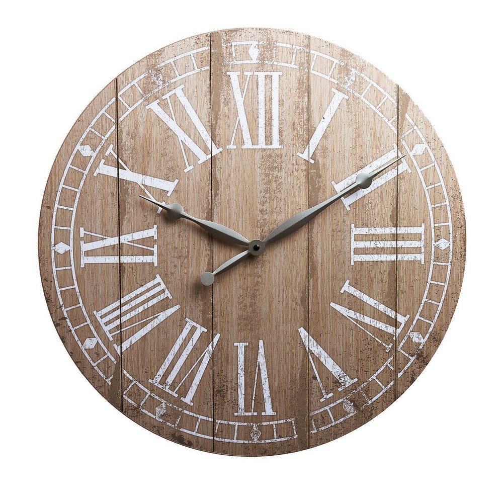 20"" Rustic Light Natural Wood Plank Frameless Farmhouse Wall Clock Natural - Patton Wall Decor | Target