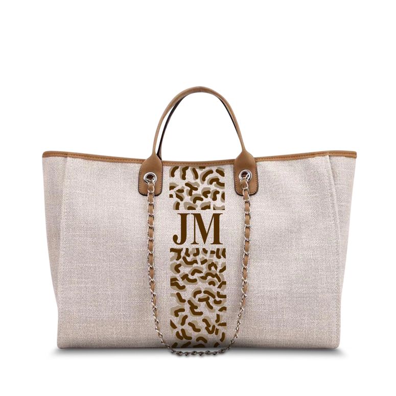 The Lily Leopard Canvas Tote Weekender Jumbo Soft Fawn | Lily and Bean
