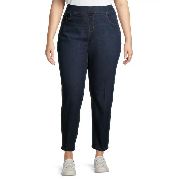 Terra & Sky Women's Plus Size Denim Pull on Straight Leg Jean | Walmart (US)