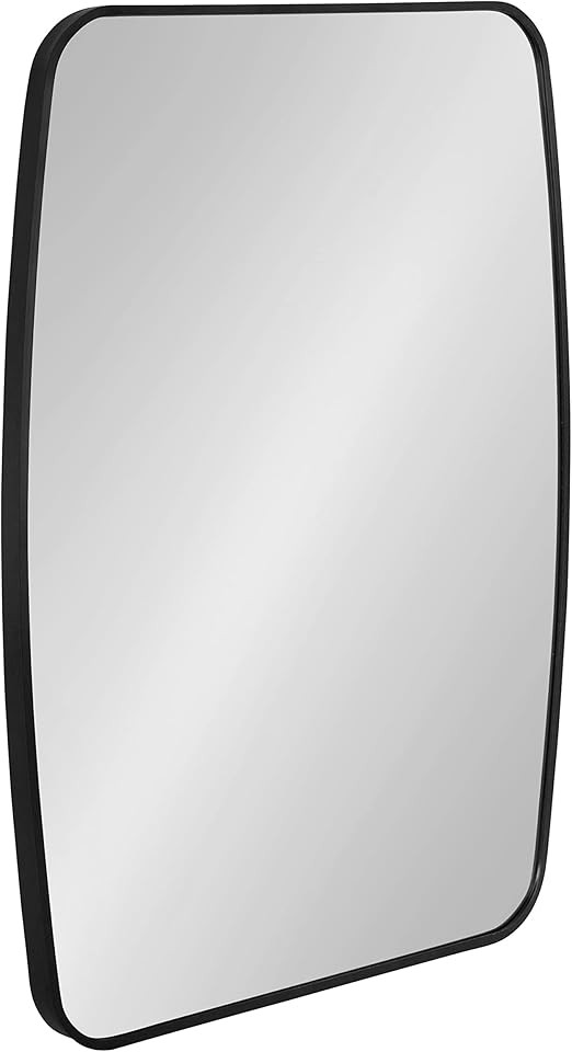 Kate and Laurel Zayda Modern Square Barrel Oval Framed Wall Mirror, 20 x 28, Black, Metal Minimal... | Amazon (US)