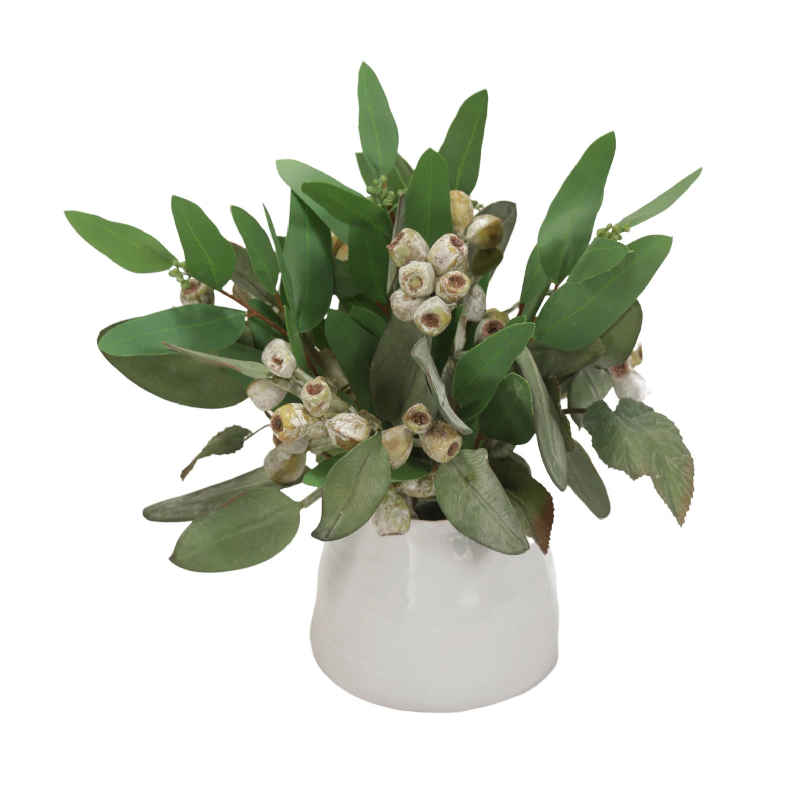 13'' Faux Eucalyptus Plant in Ceramic Decorative Vase | Wayfair North America
