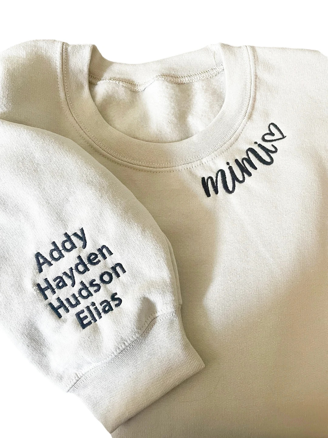 Custom Mimi Sweatshirt, Embroidered, Women, Mimi, Kids Names on Sleeve Sweatshirt, Custom Sweatsh... | Etsy (US)