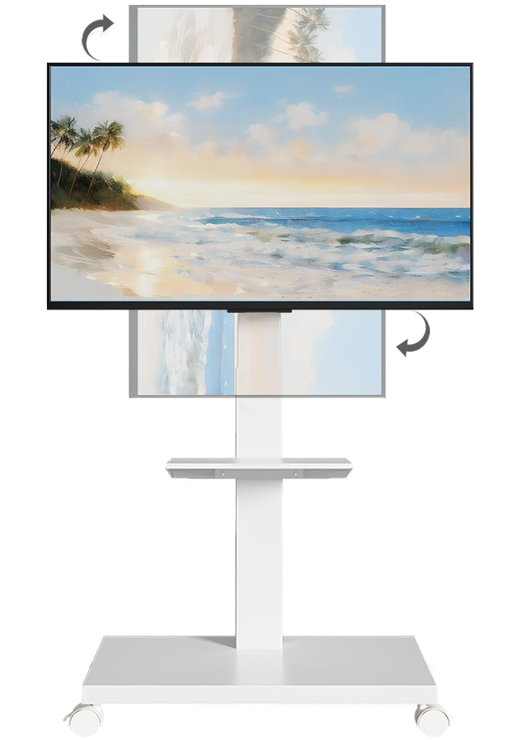 Mobile TV Stand with Wheels & Shelf - 60° Swivel, Tilt & Height Adjustable Rolling TV Cart for 3... | Amazon (US)