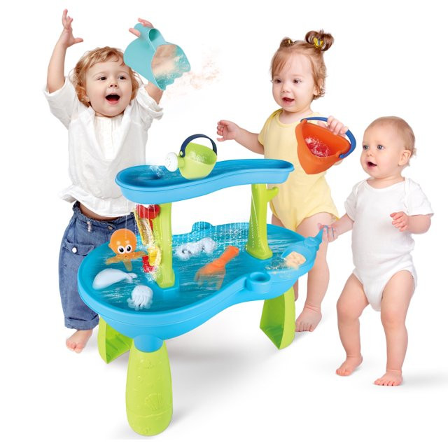 Sand and Water Table for Toddlers, Summer Outside Toys with 19PCS Accessory Set for Kids Boy Girl... | Walmart (US)