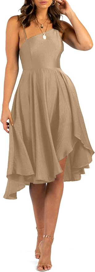 Chriselda Womens Sleeveless Spaghetti Strap Satin Dress Cocktail Beach Evening Party Mini Slip Dr... | Amazon (US)