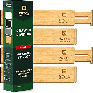 Drawer Divider and Organizer for Kitchen Organization - Adjustable Bamboo Drawer Dividers Organiz... | Amazon (US)
