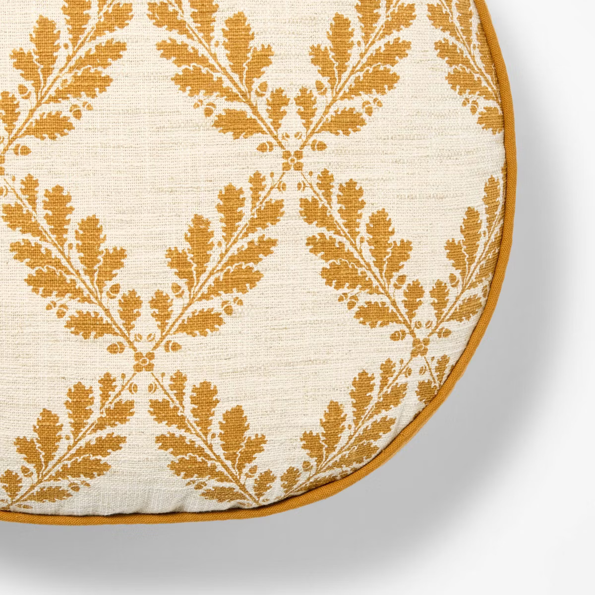 Golden Yellow and Cream Leaf Pattern Round Pillow - 16" - Threshold designed with Studio McGee | Target